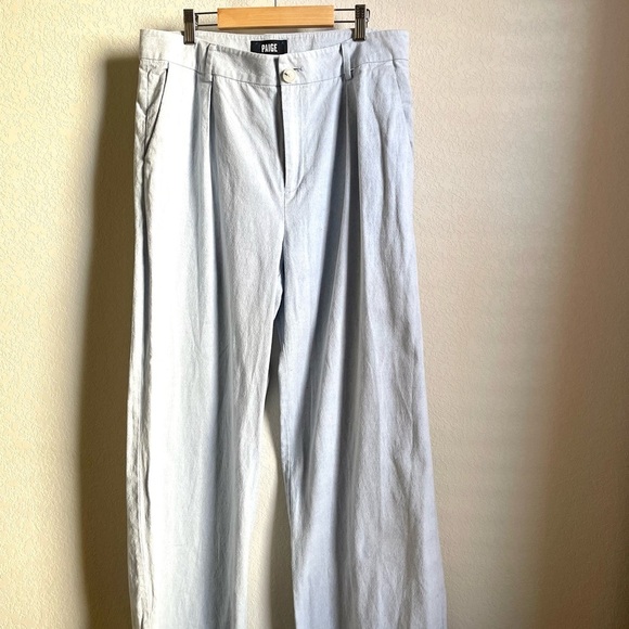 PAIGE Pants - PAIGE Light Blue Wide-Leg Trousers